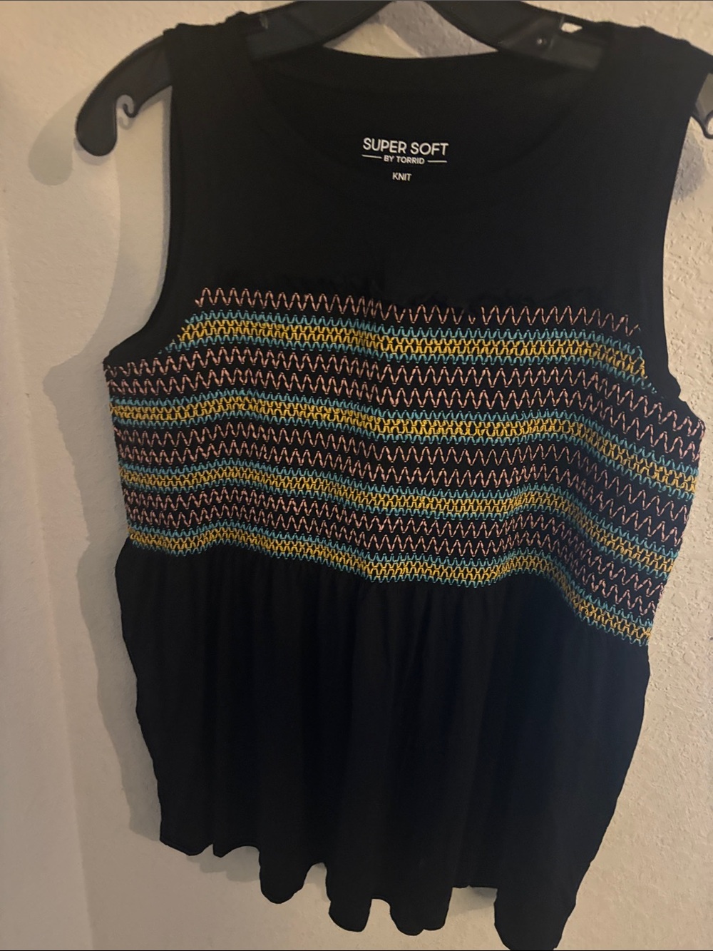 torrid Black Tank with Multicolor Zigzag Knit